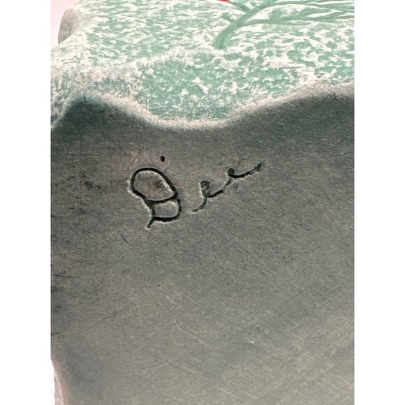 Vintage Ceramic Holly Berry Pine Votive Candle Holder Signed - Picture 9 of 10